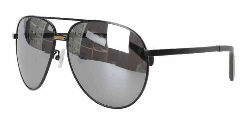 45 degree view Black Metal With Grey Lenses sunglasses