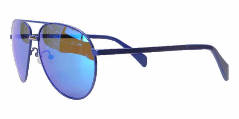 45 degree view Blue Metal Frame With Blue Lenses sunglasses