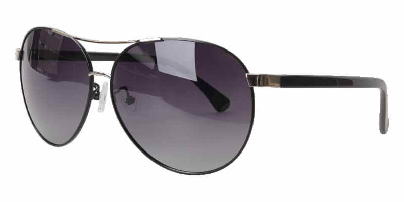 45 degree view Black Metal Frame With Grey Lenses sunglasses