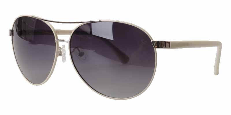 45 degree view White Metal With Grey Lenses sunglasses