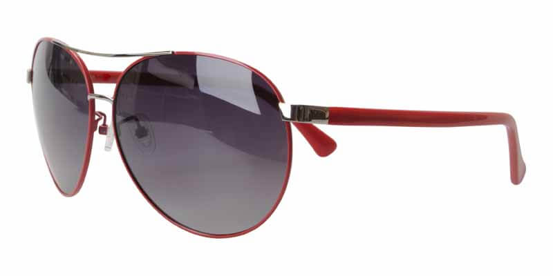 45 degree view Red Metal With Gray Lenses sunglasses