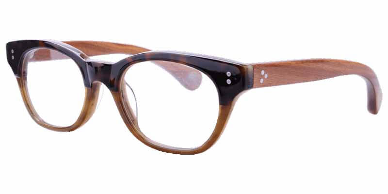 45 degree view Up Tortoise Down Yellow Mixed Wooden eyeglasses frame