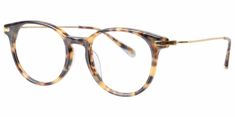 45 degree view Tortoise Frame Mixed Gold Titanium eyeglasses
