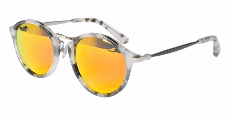 45 degree view White Tortoise Frame With Gold Lens mixed gold metal arms sunglasses