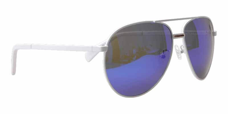 right side temple view White Metal With Blue Lenses sunglasses
