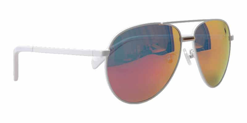 right temple view White Metal Frame With Orange Lenses sunglasses