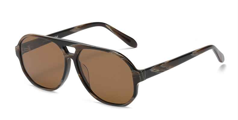 Wooden pattern acetate sunglasses with brown lenses
